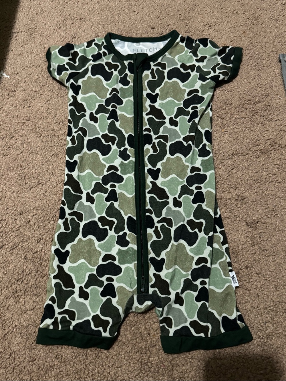 Camo Short-Sleeve One-Piece Romper - Green - (Brand: unlabeled)